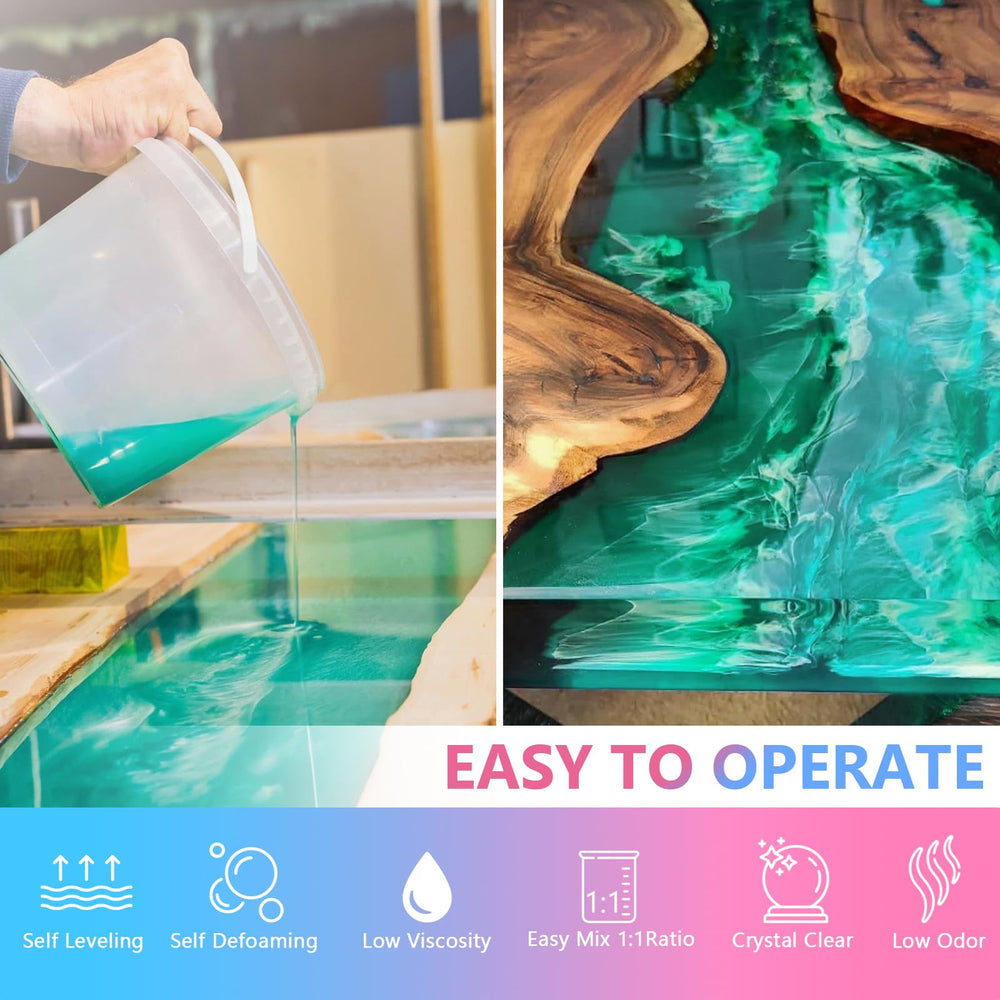 KISREL epoxy resin 2gal low-bubbles formula reduces air pockets during pouring.