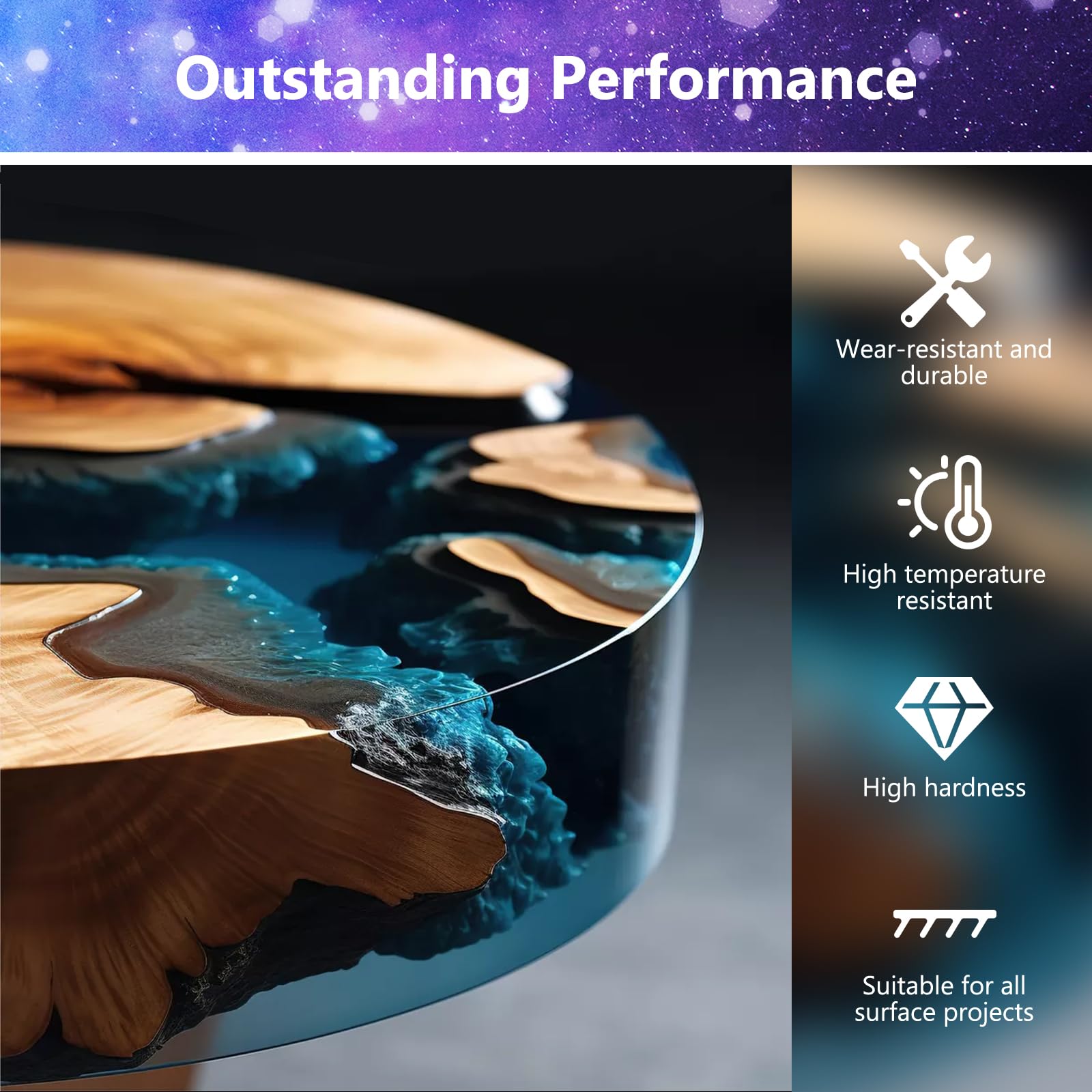 KISREL epoxy resin tabletop coating delivers glossy, durable finish.