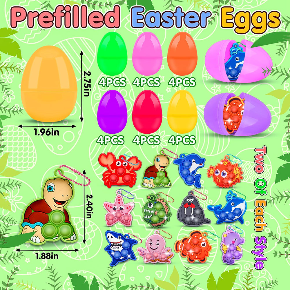 Kiss Monkey Easter eggs filled with sea animal toys for kids.