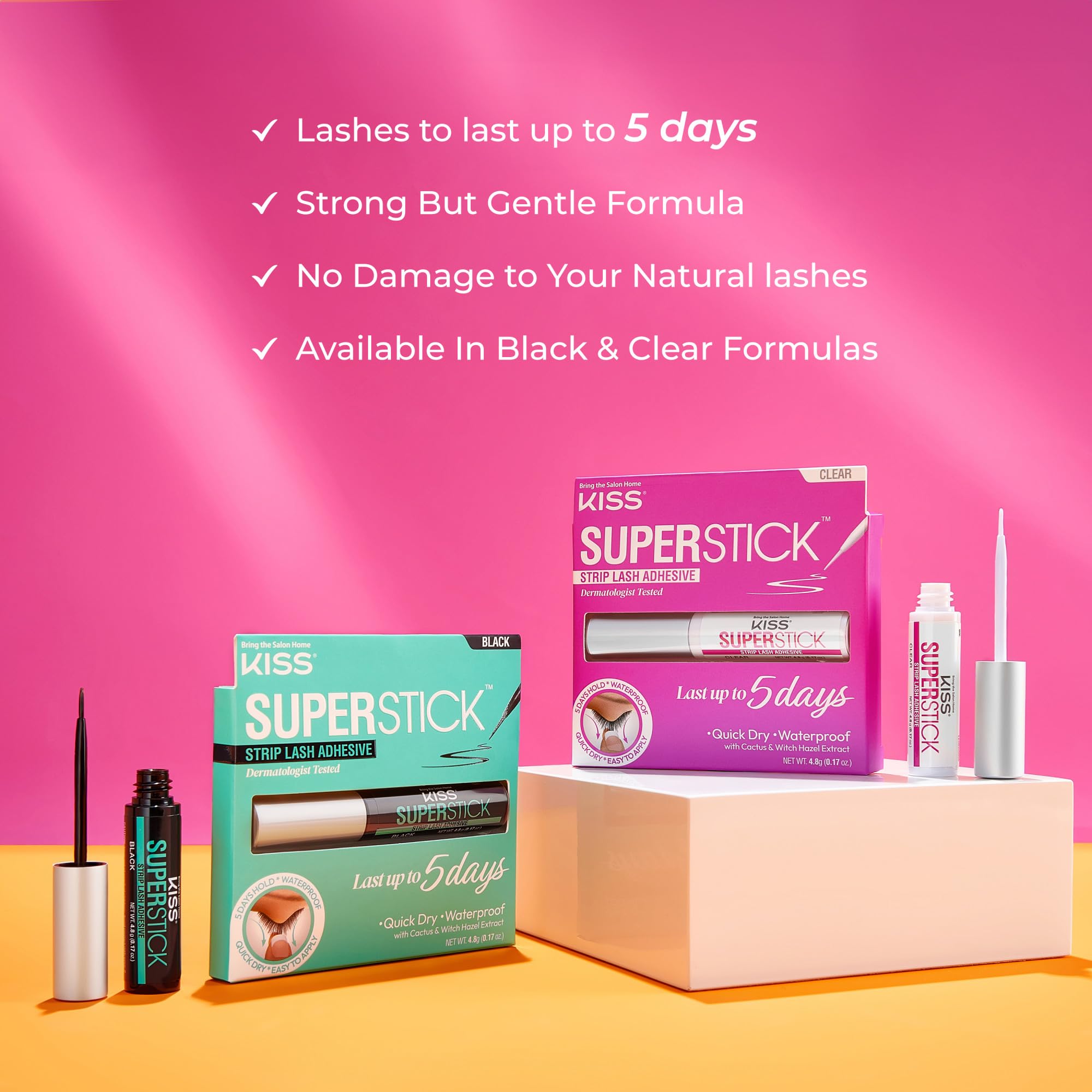 KISS SuperStick clear formula bottle for invisible lash bonding
