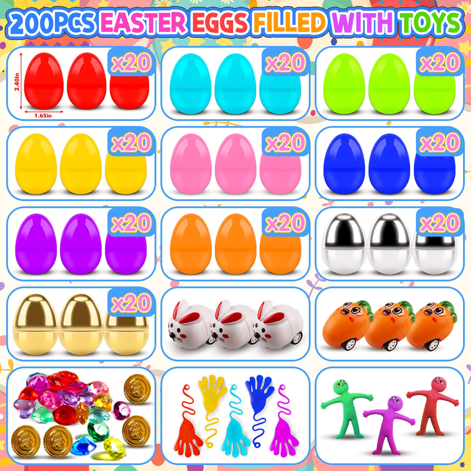KissFuture Easter basket stuffer eggs featuring toys to brighten mornings.