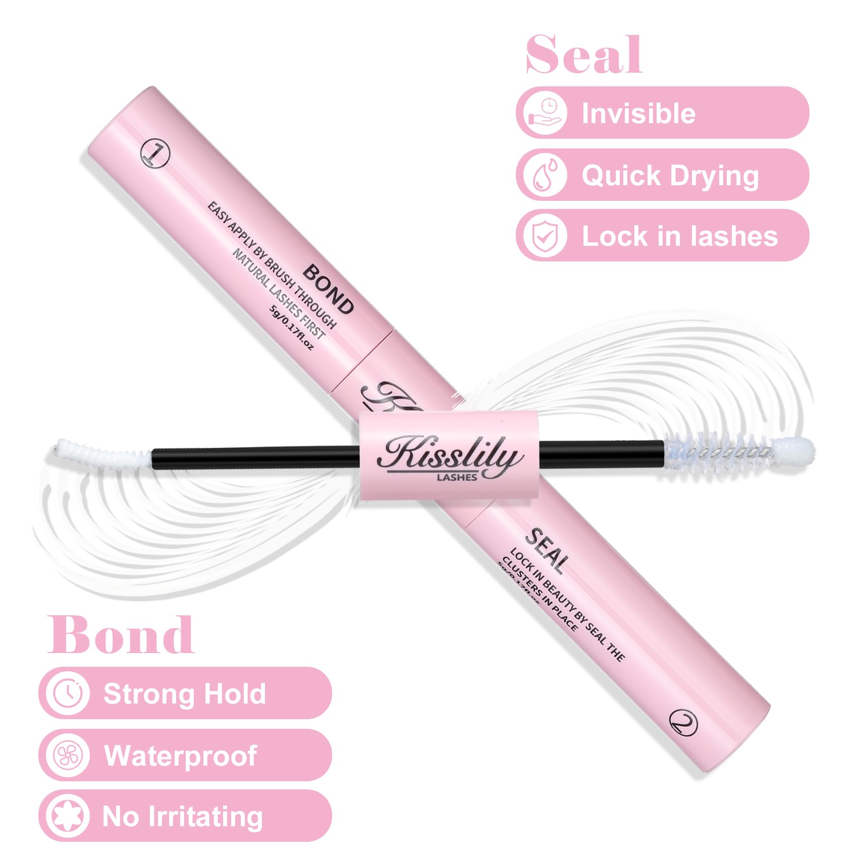 Kisslily Lash Cluster Glue with spiral brush enables precise application.