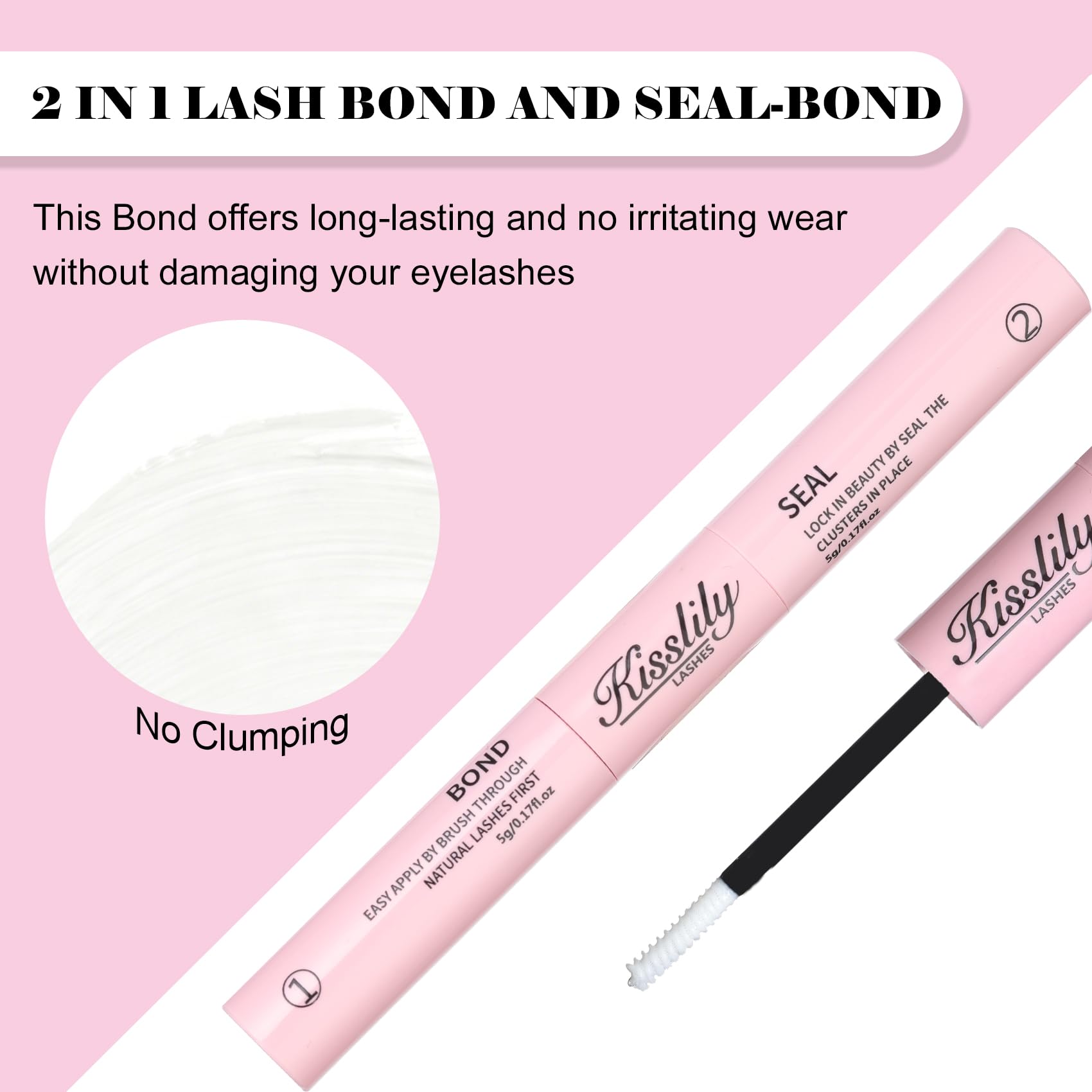 Kisslily Lash Cluster Glue waterproof formula supports long-lasting hold.