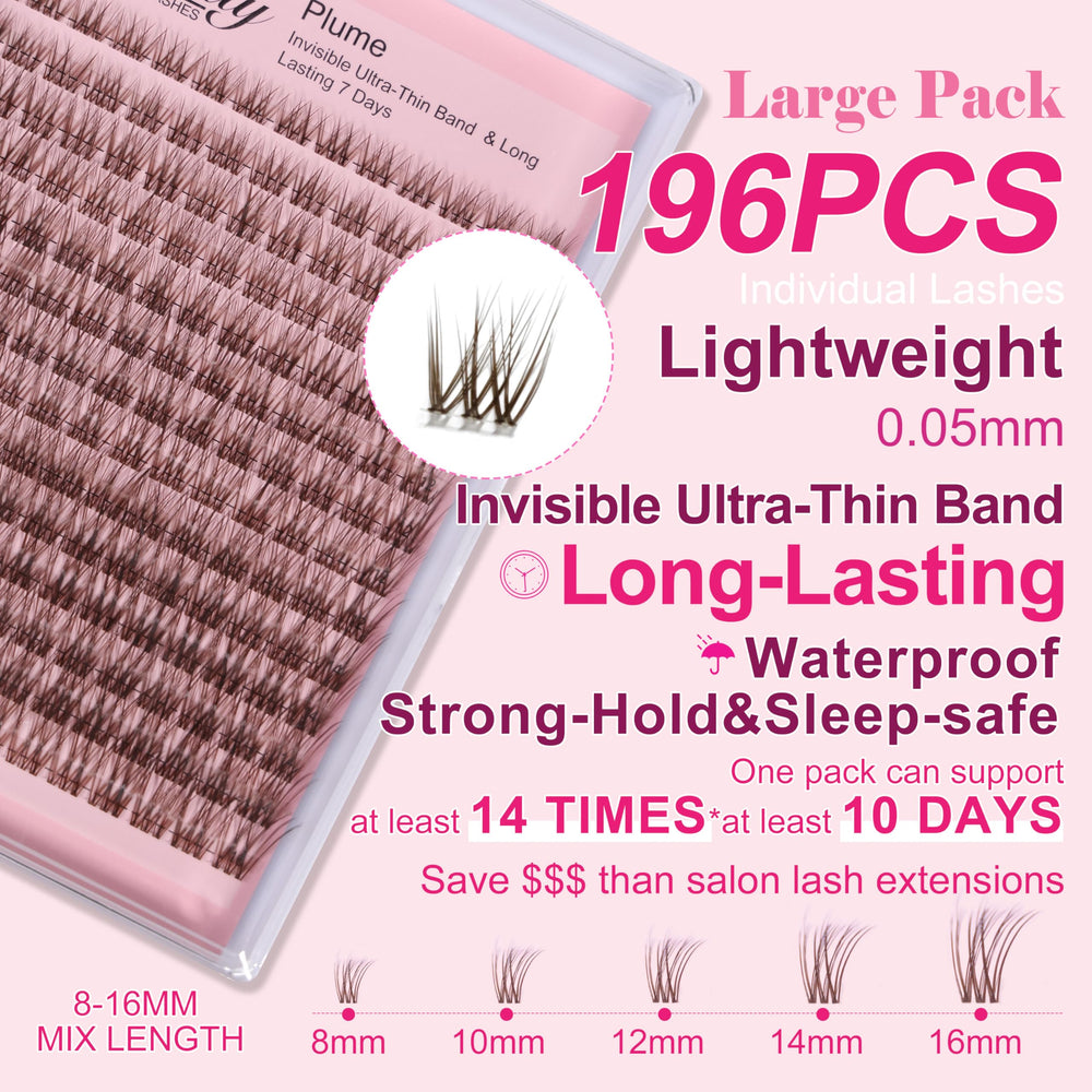 Kisslily Plume lashes in 8-16mm length with C curl.
