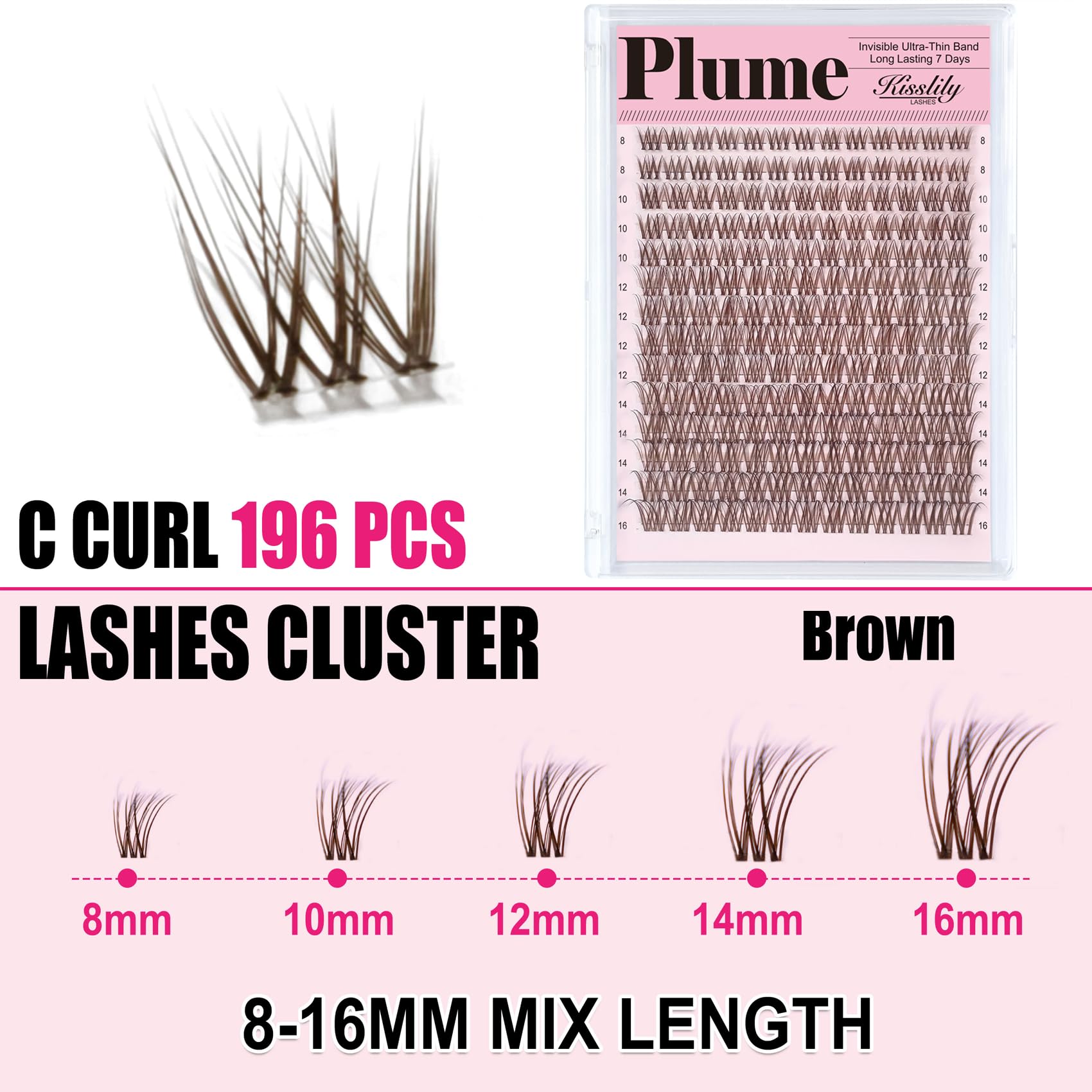 Kisslily Plume long-lasting makeup with lash clusters.