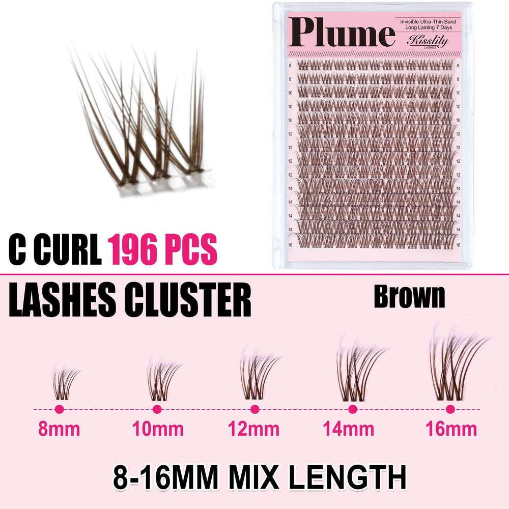 Kisslily Plume long-lasting makeup with lash clusters.