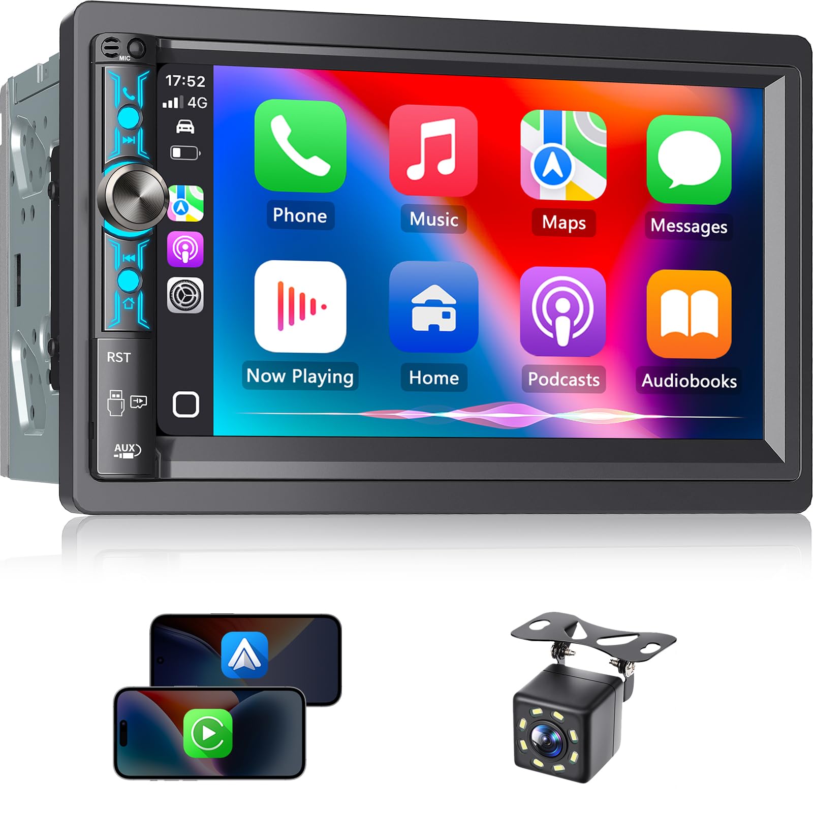 Kissound 7-inch IPS dash display offers crisp visuals and responsive touch.