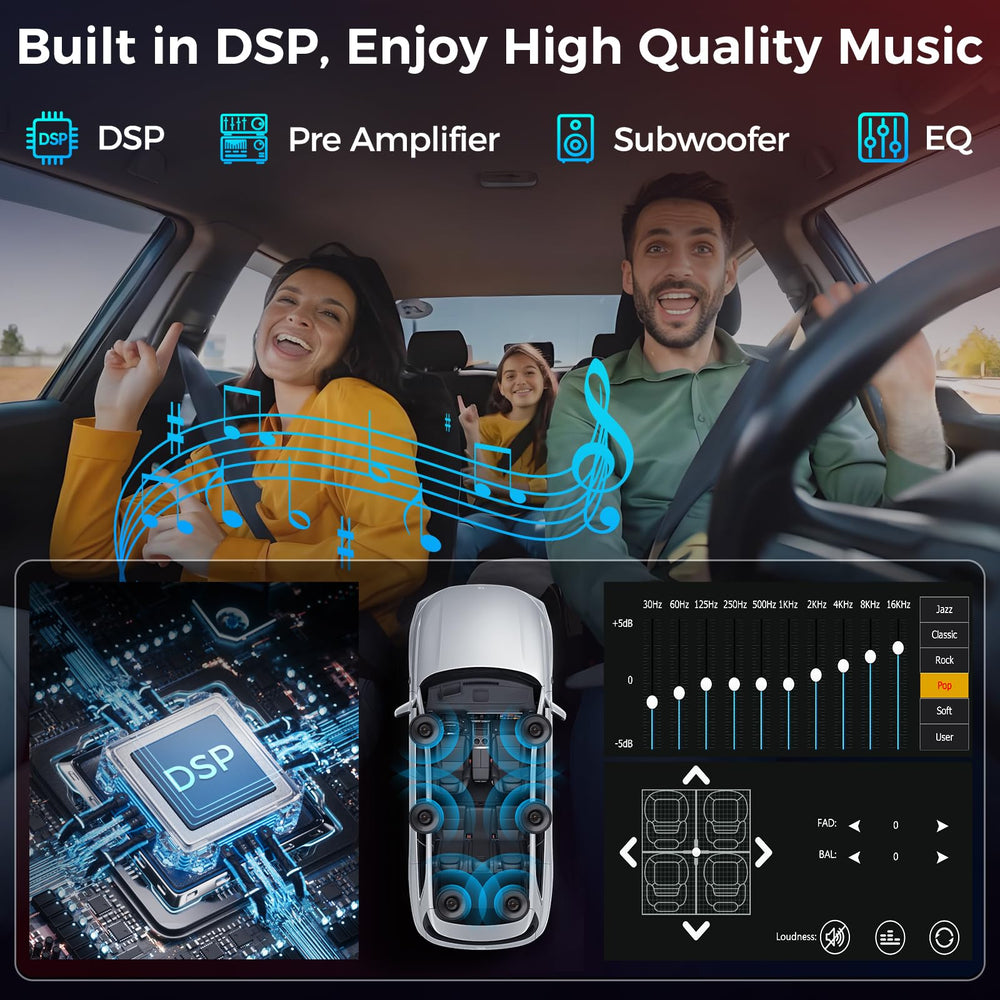 Kissound rear 8-LED camera provides reliable reverse guidance.