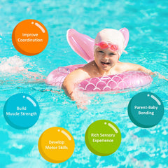 KISSHAKE Easy-grip-handles give little swimmers secure holds and parental guiding control.