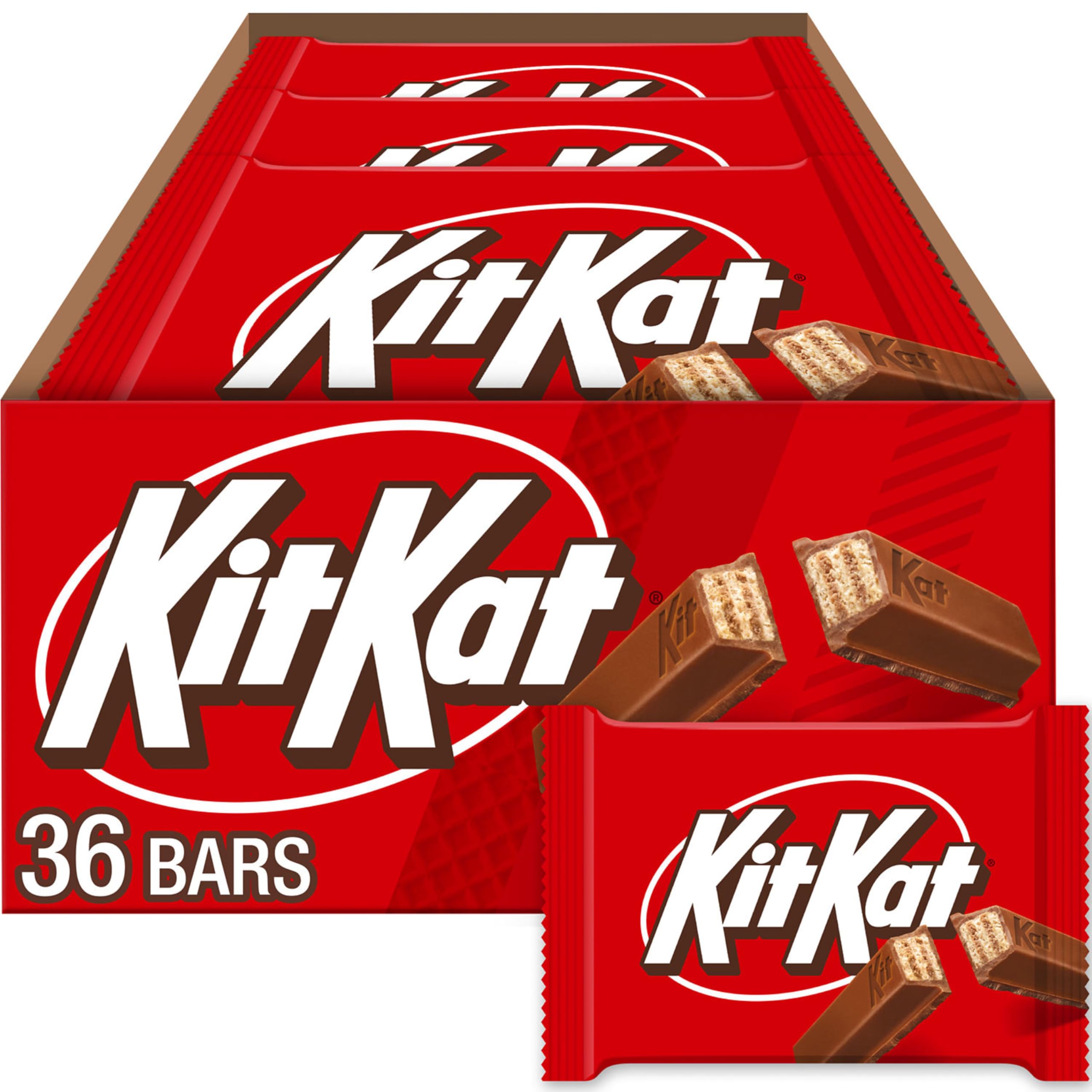 Kit Kat milk chocolate wafer bars pack shot for bulk purchase and sharing