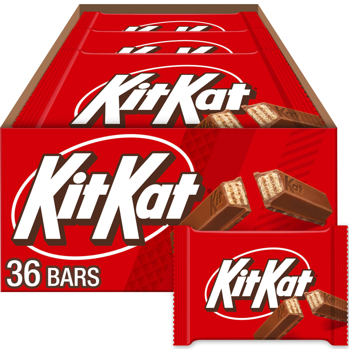 Kit Kat milk chocolate wafer bars pack shot for bulk purchase and sharing