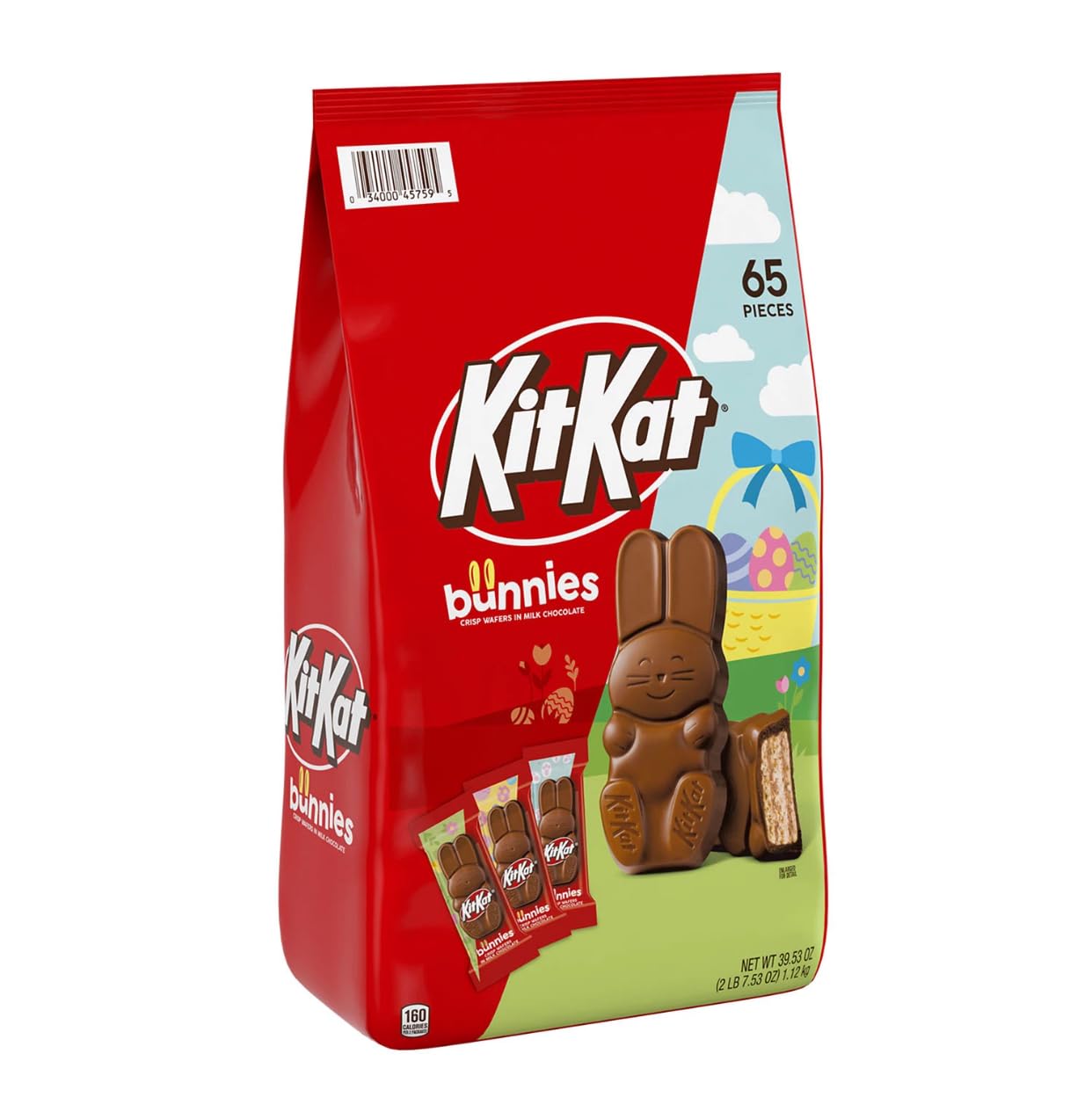 Kit Kat Milk Chocolate Wafer Bunnies in a 65-count bag for Easter sharing