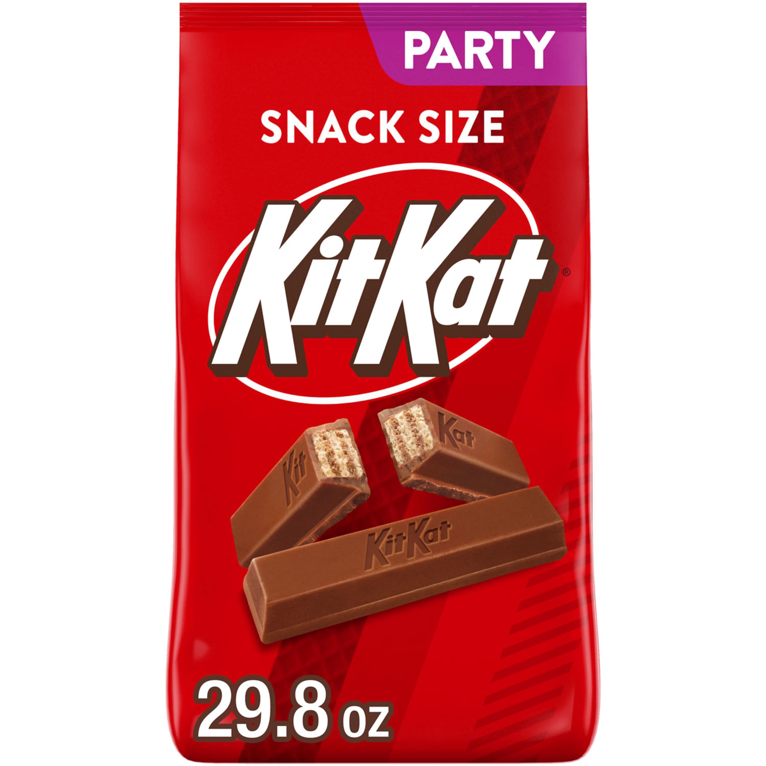 KIT KAT milk chocolate wafer snack bars in party pack, ideal for sharing.