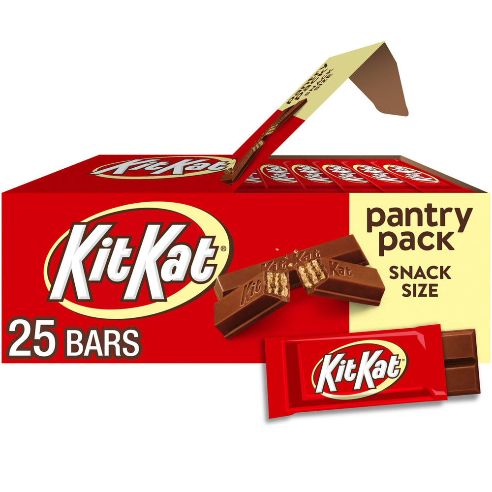 Kit Kat milk chocolate wafer snack-size pack front, ideal for sharing and pantry storage