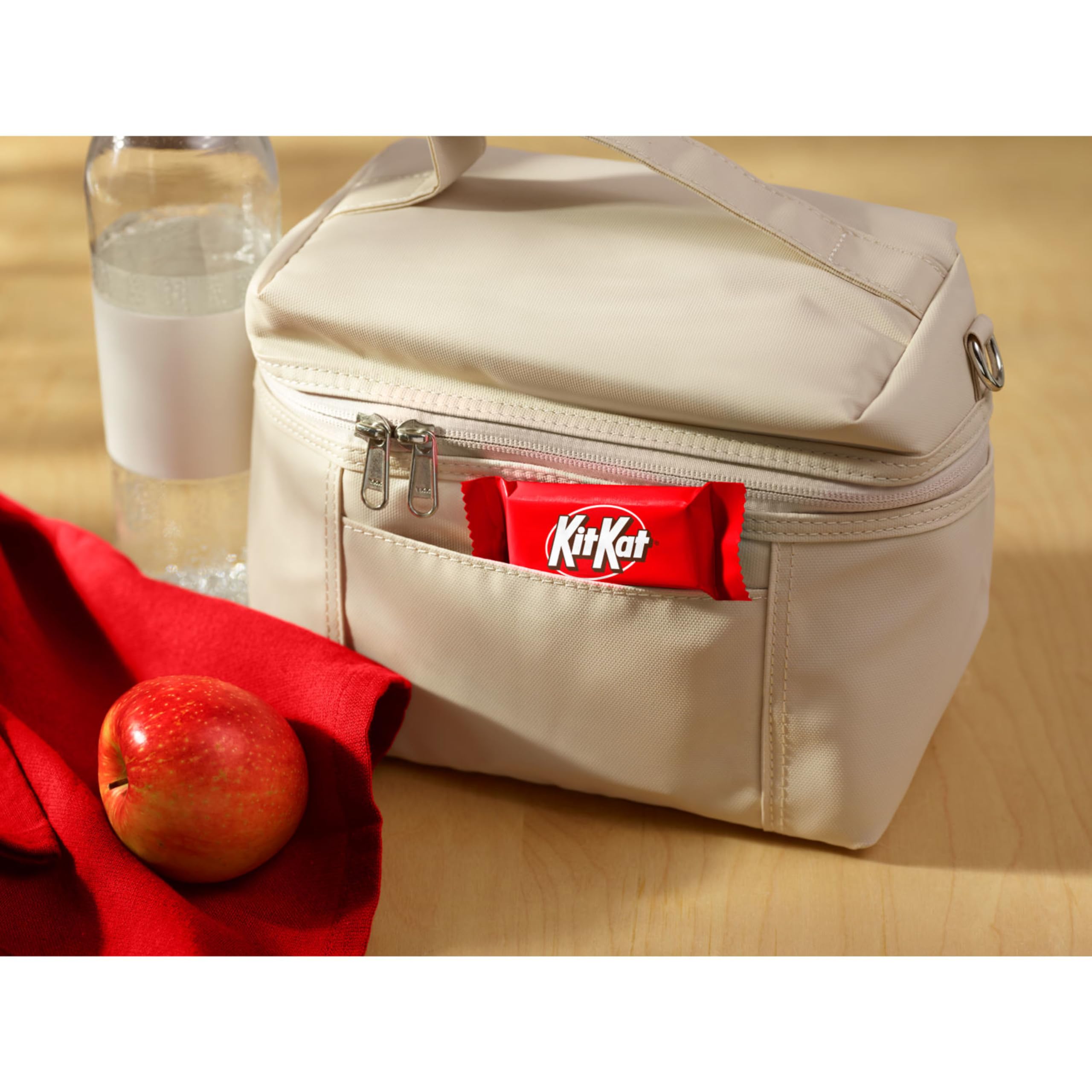 KIT KAT snack-size bars in a lunchbox setup for quick treats.