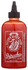 Kitchen and Garden Organic Sriracha bottle pour shows smooth heat ready for meals.