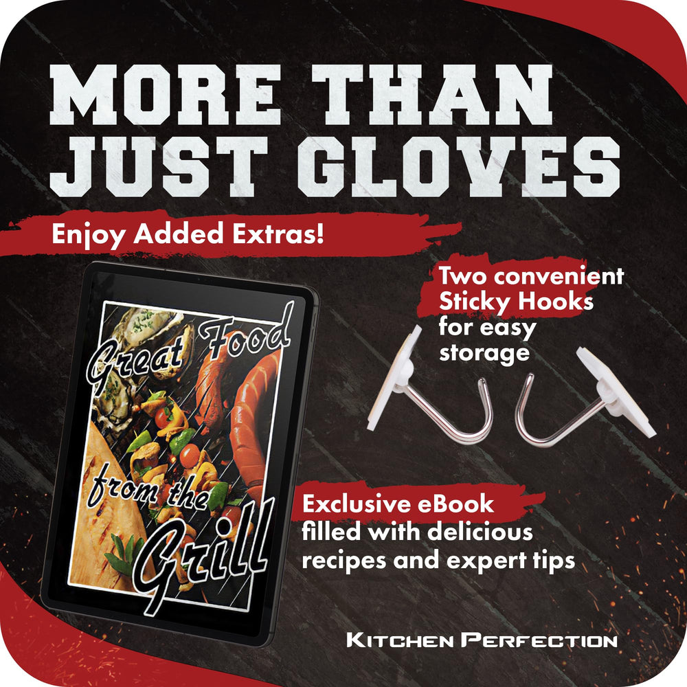 Kitchen Perfection waterproof oven mitts protect against steam and splashes during cooking.