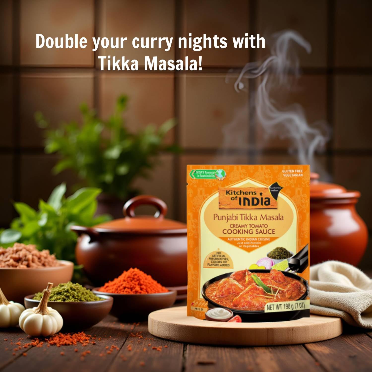 Kitchens of India curry paste combo pack shows six jars ready for weeknight dinners