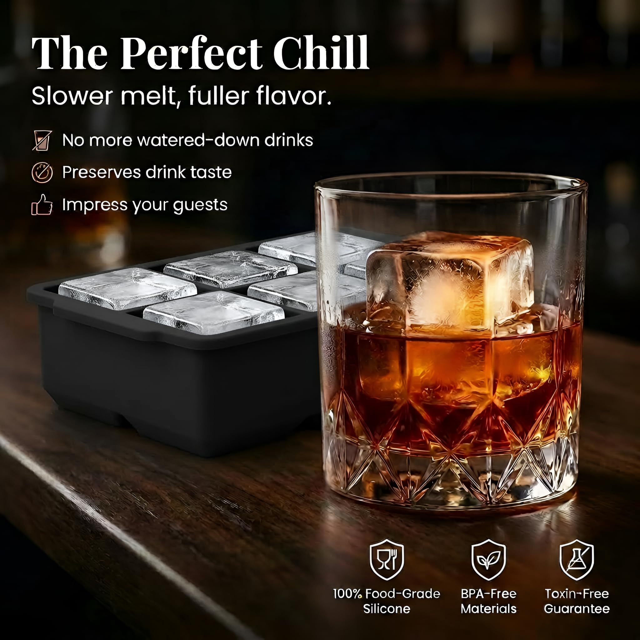 KitchFort large cocktail ice cubes chill drinks without excessive dilution.