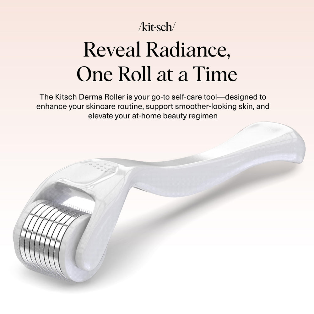 Kitsch Derma Roller used on the face to prep for serums
