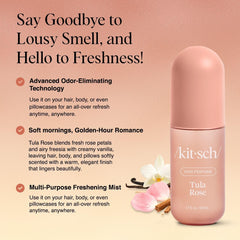 Kitsch Hair Perfume Tula Rose spray in action for quick refresh