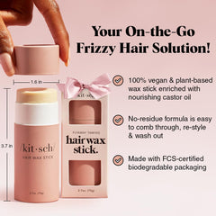 Kitsch Hair Wax Stick application demonstrates smooth glide for frizz control.