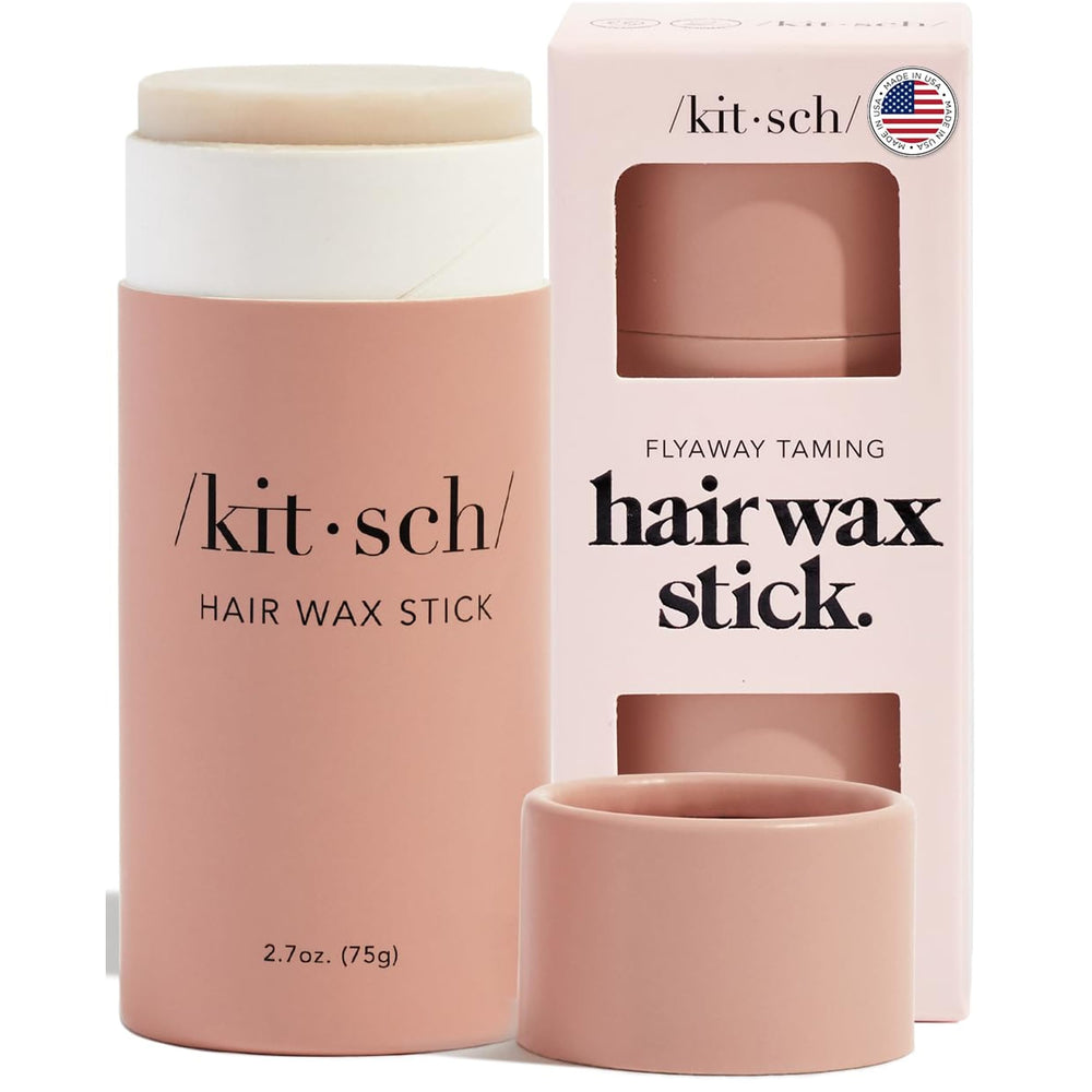 Kitsch Hair Wax Stick packaging shows compact travel-ready design for quick, on-the-go styling.
