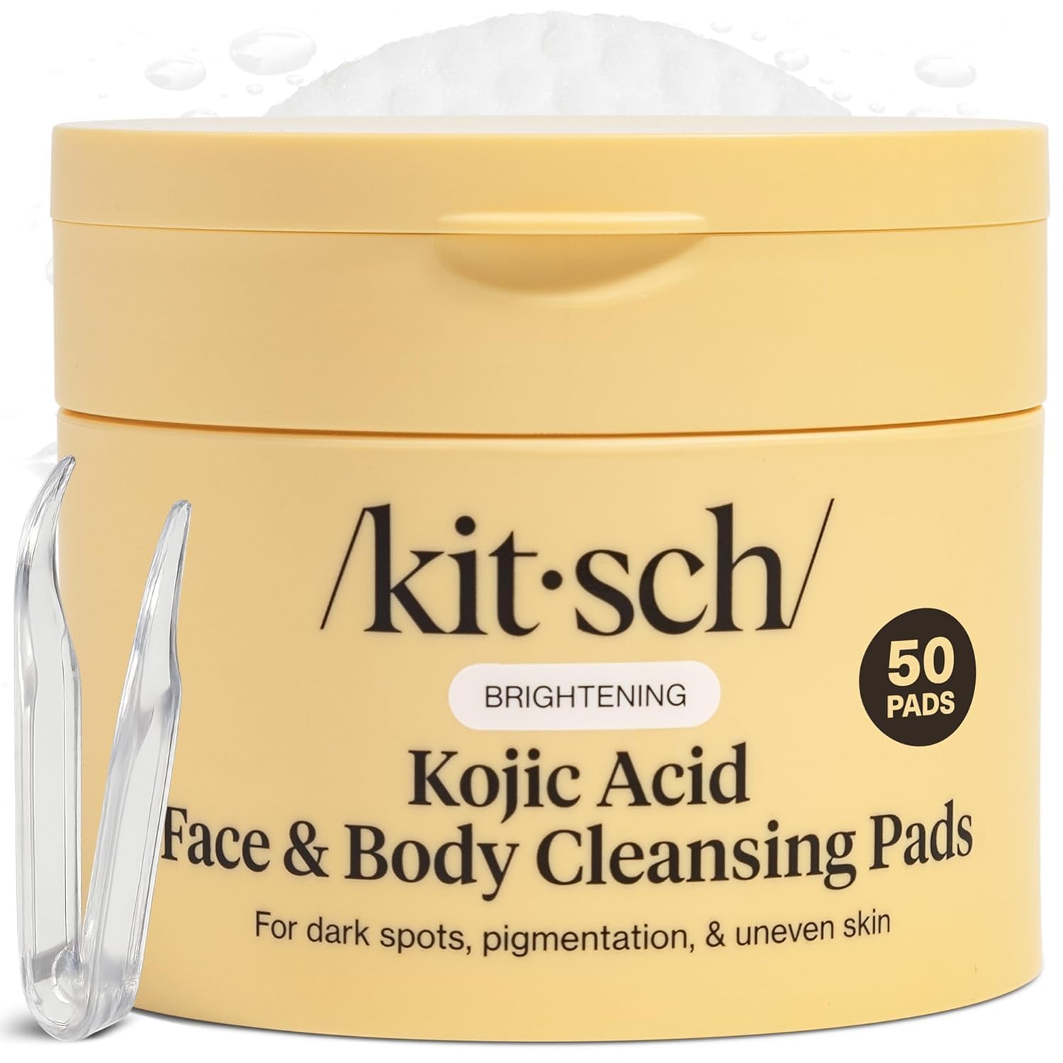 Kitsch Kojic Acid Cleansing Pads closeup showing textured cotton for gentle cleansing.