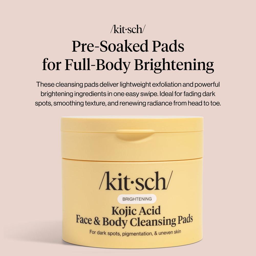 Kitsch Kojic Acid Cleansing Pads travel-friendly jar for on-the-go refresh.