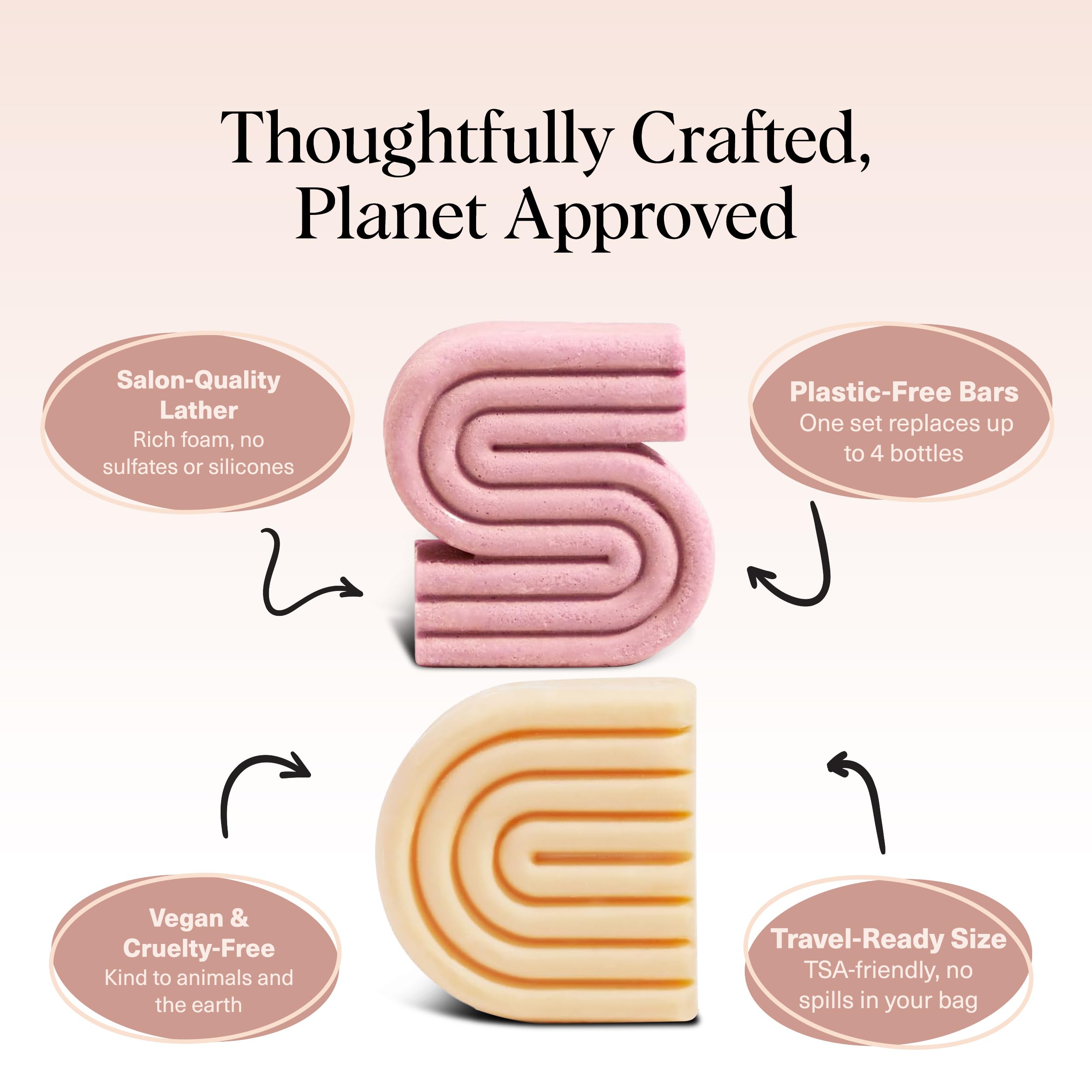 Kitsch shampoo and conditioner bar set on display with eco-friendly packaging for sustainable hair care.