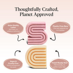 Kitsch shampoo and conditioner bar set on display with eco-friendly packaging for sustainable hair care.