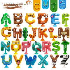 Kitysey 26-piece alphabet bath toy set with animal letters for early learning during bath time.