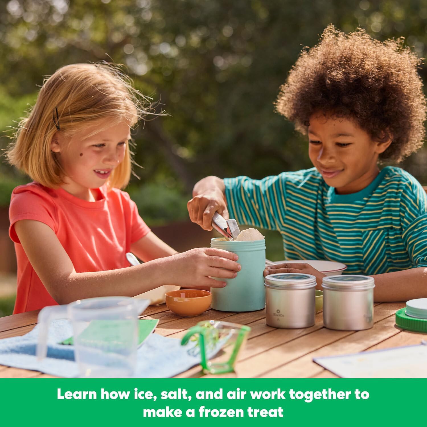 KiwiCo science of cooking ice-cream kit stirring action showing kids learning by doing