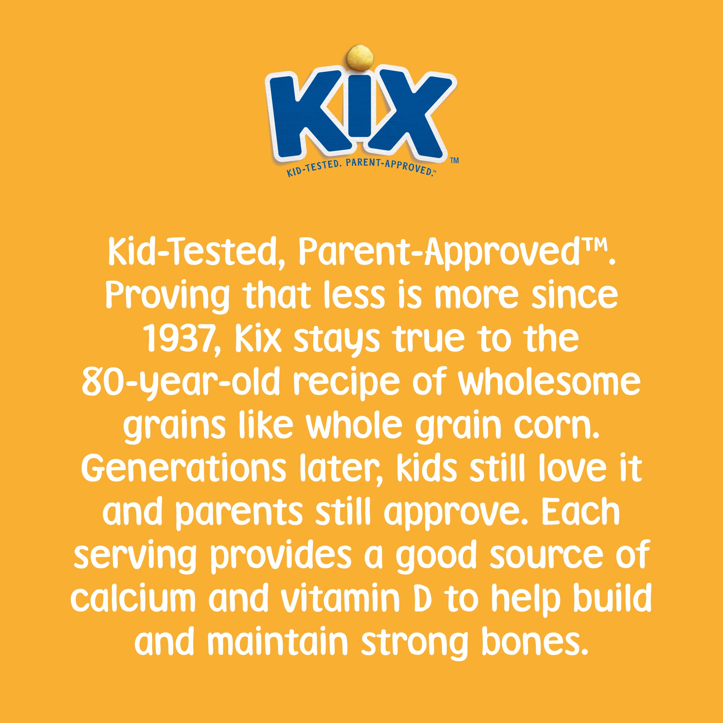 Family-size Kix box on kitchen counter ready for meals.