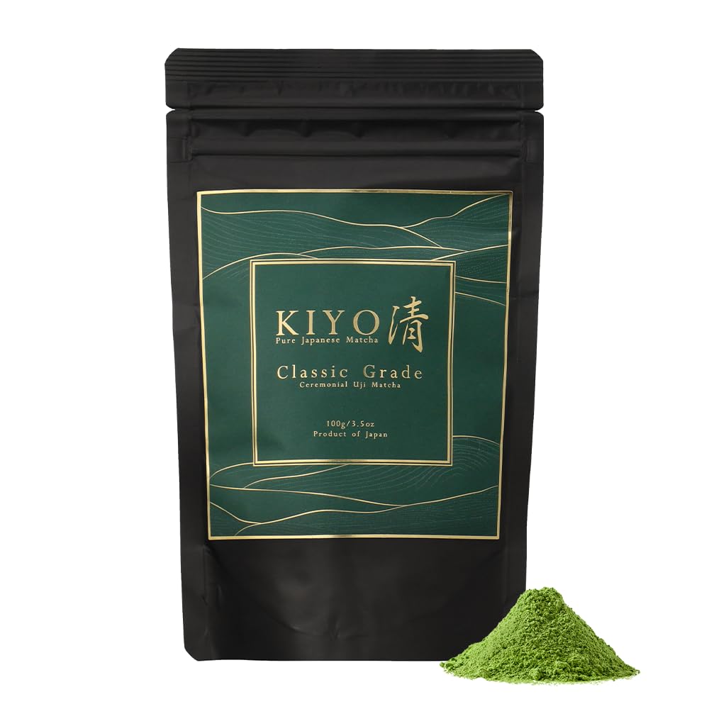 Kiyo Matcha Classic Grade Hatsumukashi packaging shows freshness for daily ceremony