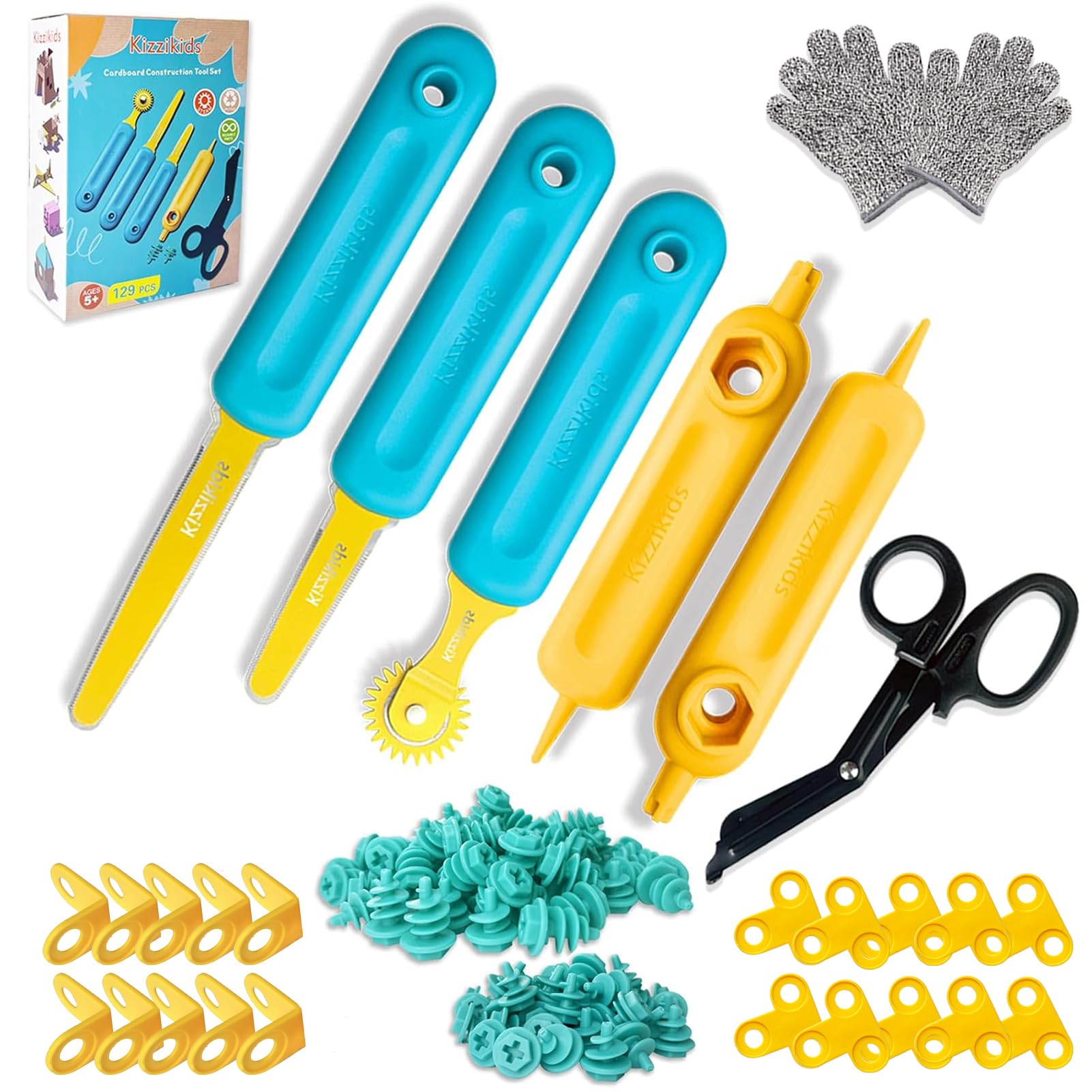 Kizzikids Cardboard Tools Cutter enables safe cutting for imaginative projects.