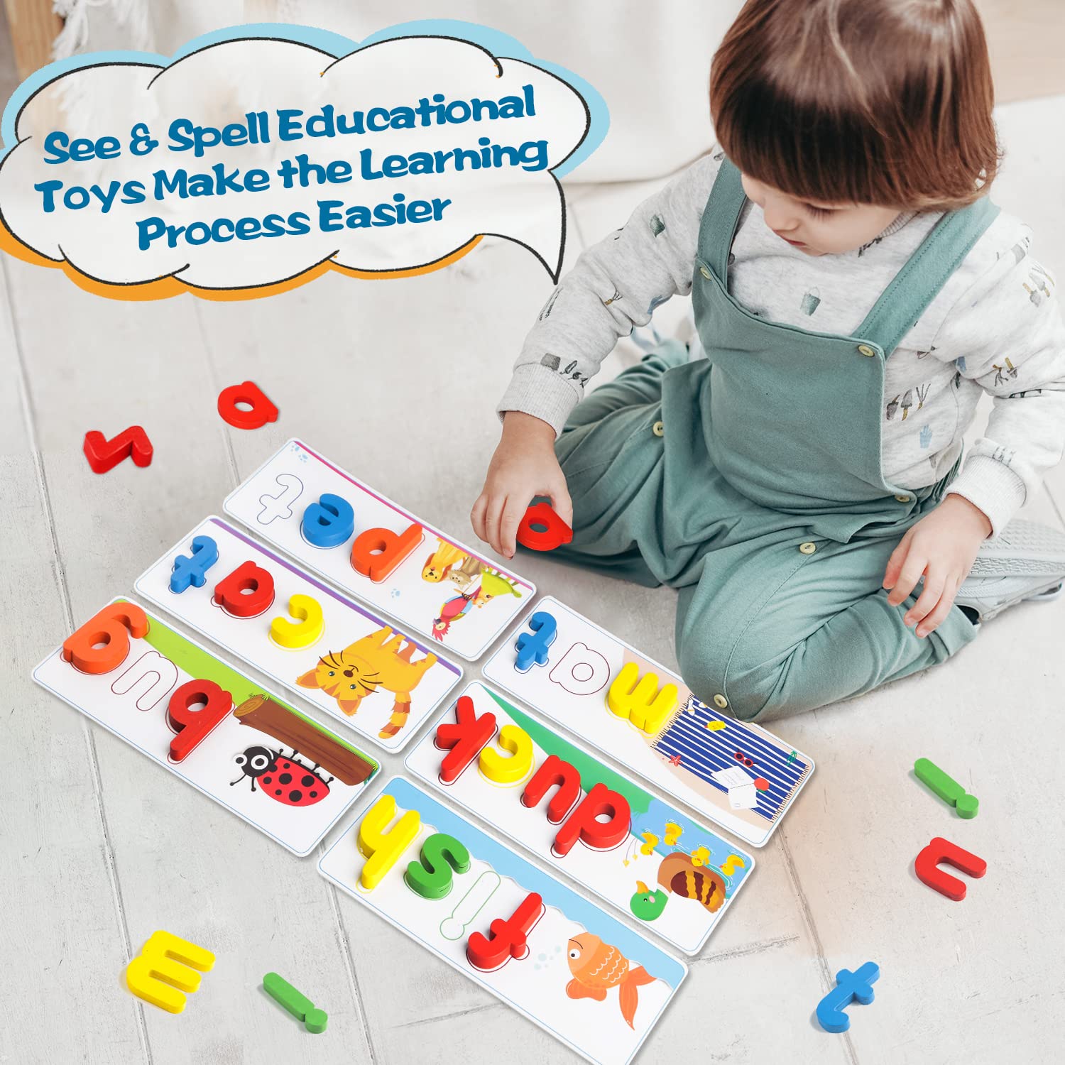 KIZZYEA rich scenes with letter bricks support memory and pattern learning