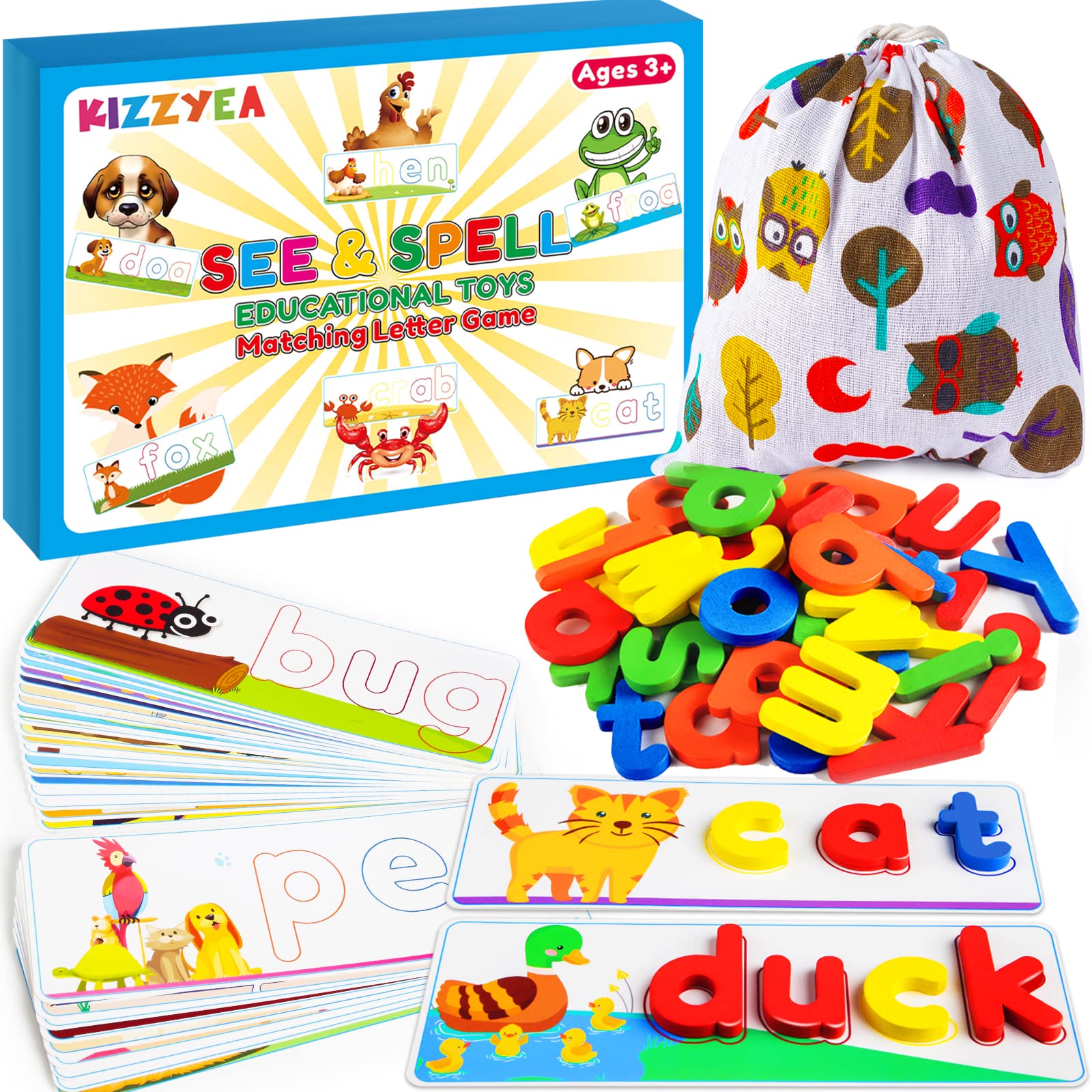 KIZZYEA See & Spell alphabet cards boost early reading practice