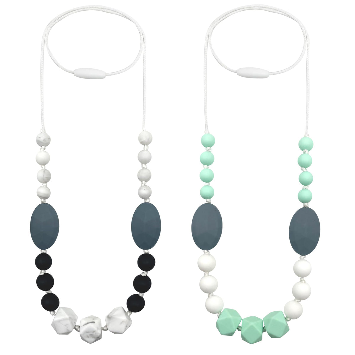 KJHL silicone nursing necklace worn by mom for hands free feeding