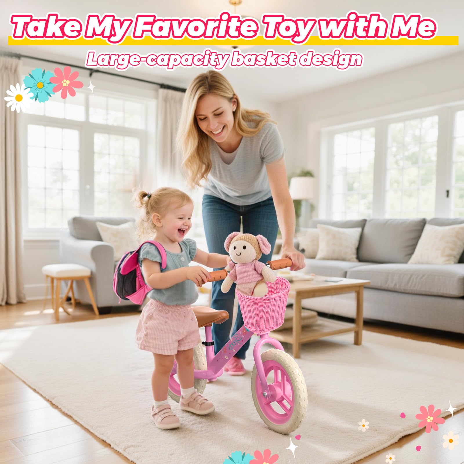 Kkdi balance bike adjustable handlebar and seat for 2 to 5 year olds
