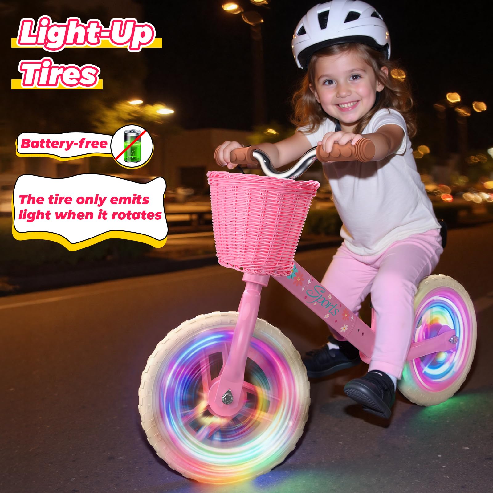 Kkdi balance bike EVA tires demonstrate puncture-proof, maintenance-free wheels for everyday use