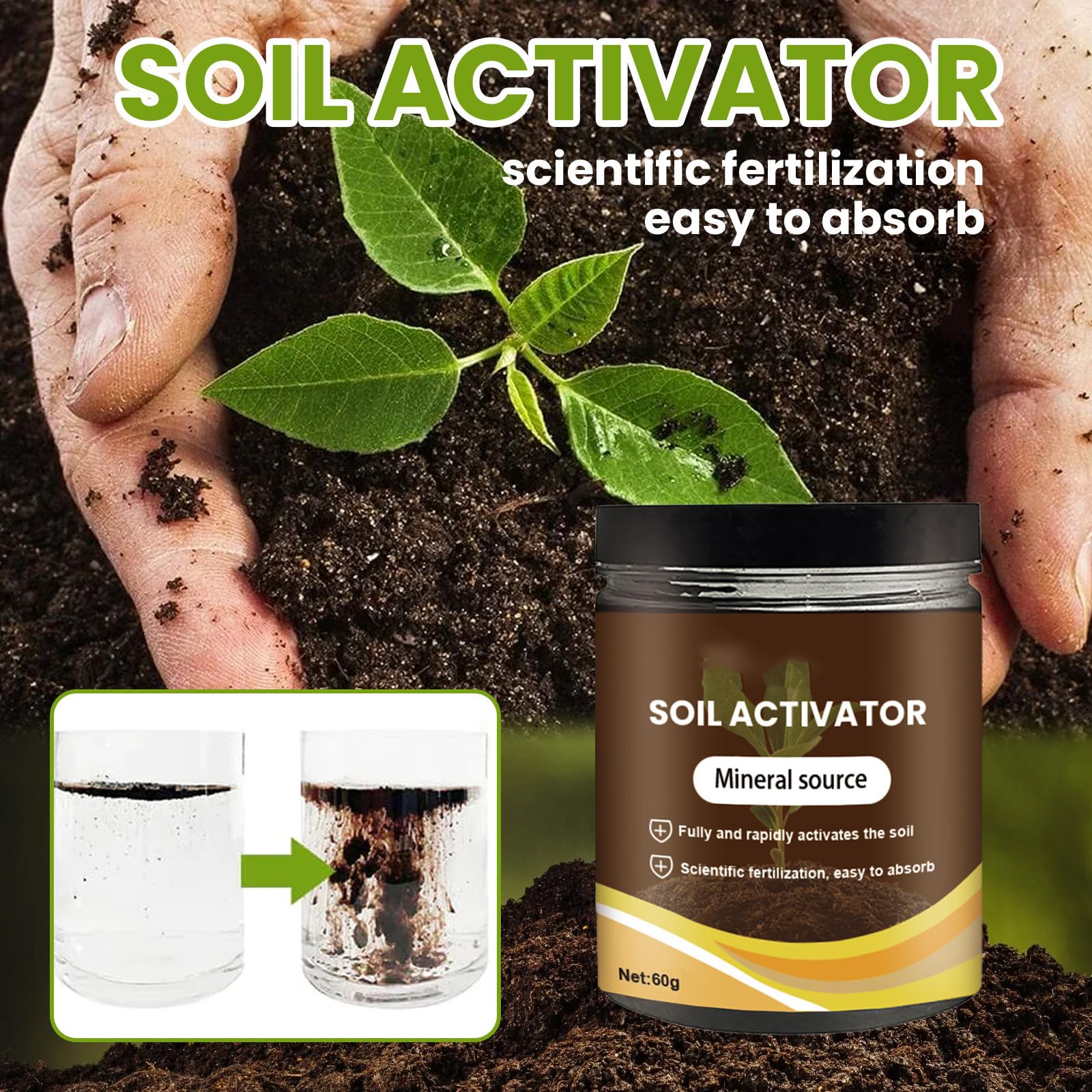 KKINYAS soil activator applied to garden bed surface for vitality