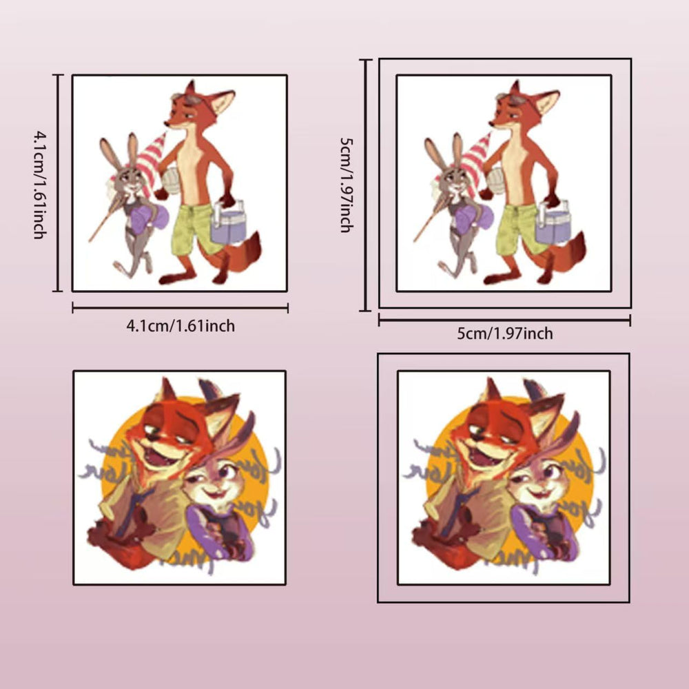 Vibrant KKOND Zootopia2 tattoos for kids' party crafts and favors.