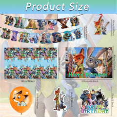 KKOND Zootopia birthday tablecloth creates a vibrant dining scene.