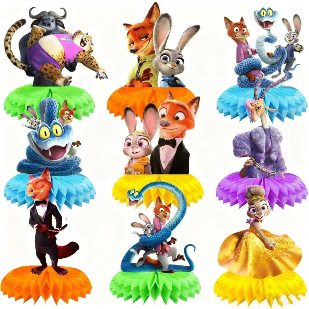 KKOND Zootopia2 honeycomb centerpiece assembly for vibrant birthday decor