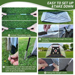 KLAODOT golf net showing four target pockets for varied practice