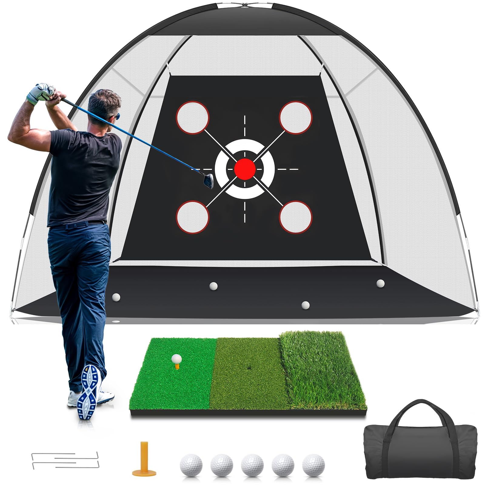 KLAODOT golf net with practice mat for backyard driving accuracy training