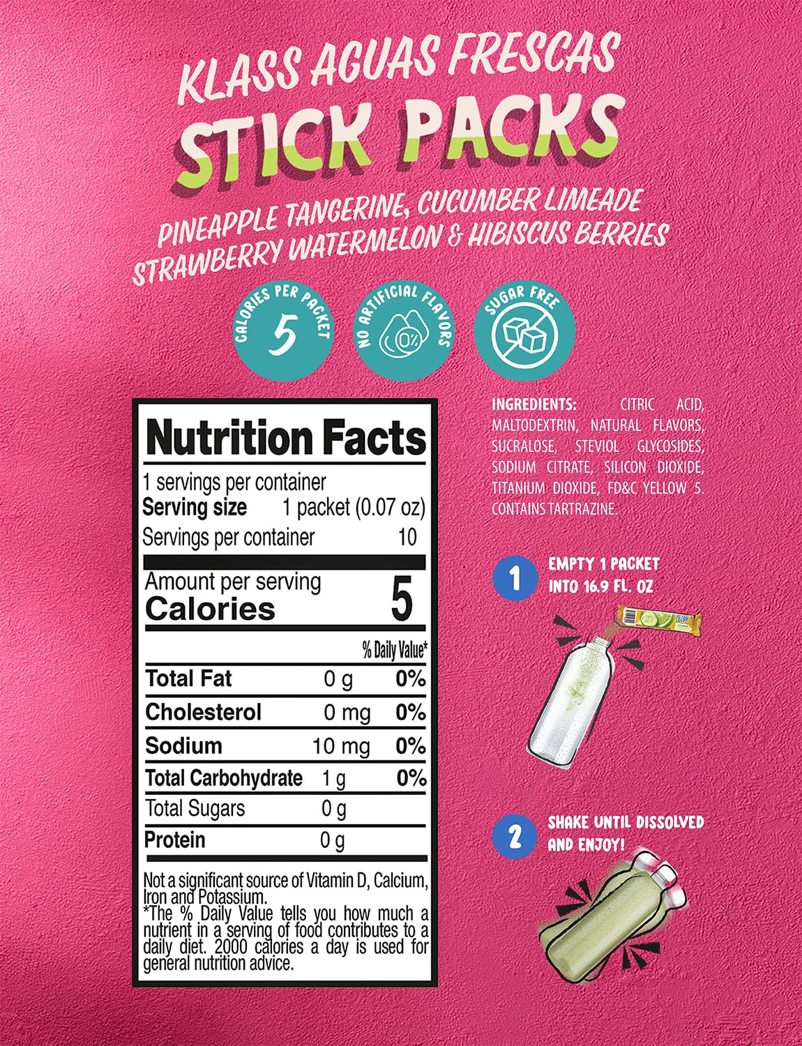 Klass Aguas Frescas stick packs shown for travel and quick hydration.