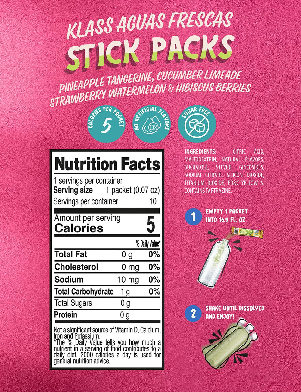 Klass Aguas Frescas stick packs shown for travel and quick hydration.