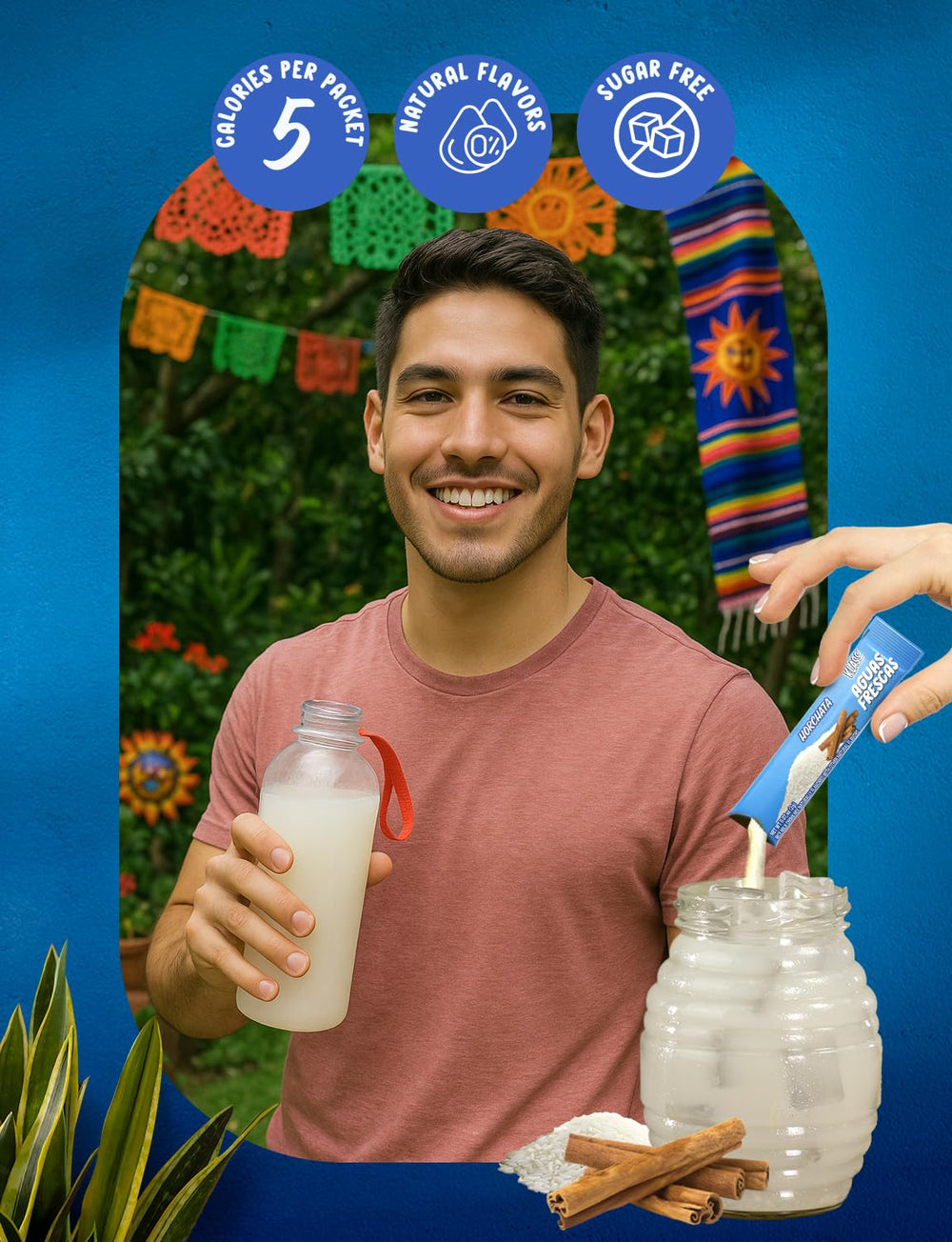 Refreshing Horchata drink prepared with Klass Aguas Frescas in a cold glass.